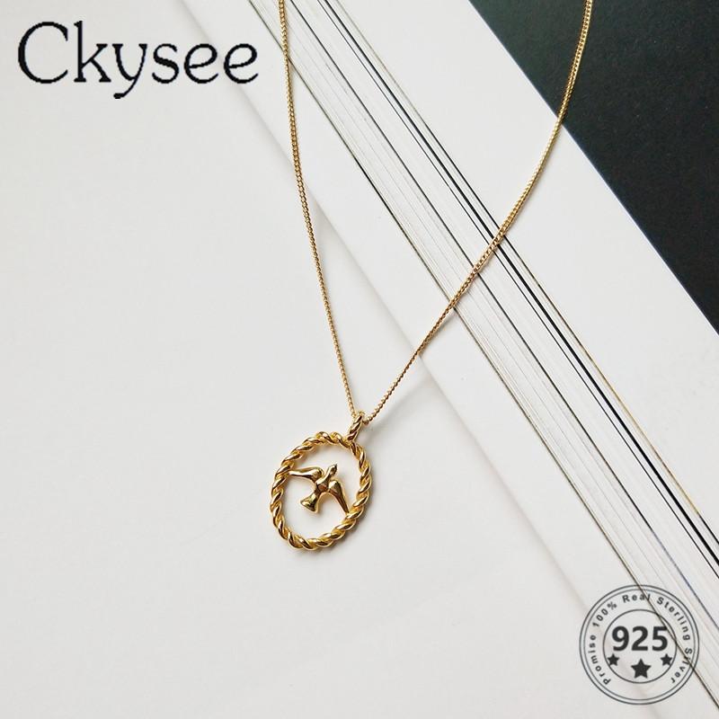 

Ckysee 925 Sterling Silver Necklace Golden Swallow Pendant Necklace For Fashion Women Girlfriend Simple Charms Silver Jewel