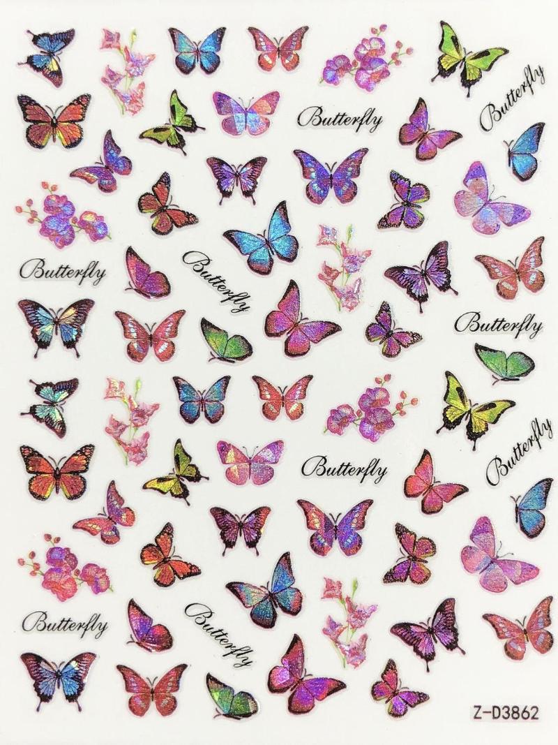 

Laser Butterfly Styles Nails Sticker Manicure Art Decorations Decals Foil Nail Sticker For Girls, Z-d3866