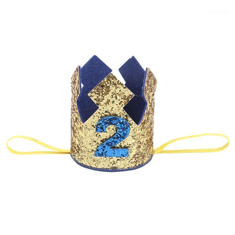 

Birthday Hat Baby Shower Decorative Headband Children's Party Crown Hat Blue Gold stylish hats for girls#3P41