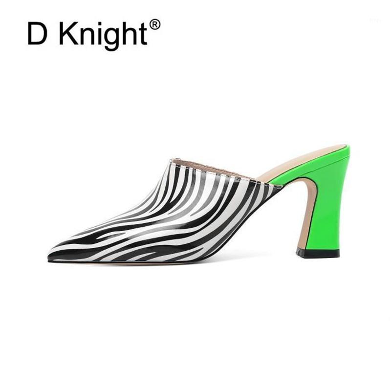 

Summer New Design Leopard Print Slippers Sexy Pointed Toe Lady High Heel Mules PU Leather Gladiator Sandals Womens Slides Shoes1, White zebra z25