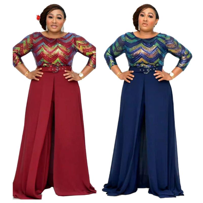 

Women Muslim Jumpsuits Beading Flare Sleeve Black Red Green Elegant Women Islamic Clothing Wide Leg Long Jumpsuits Rompers