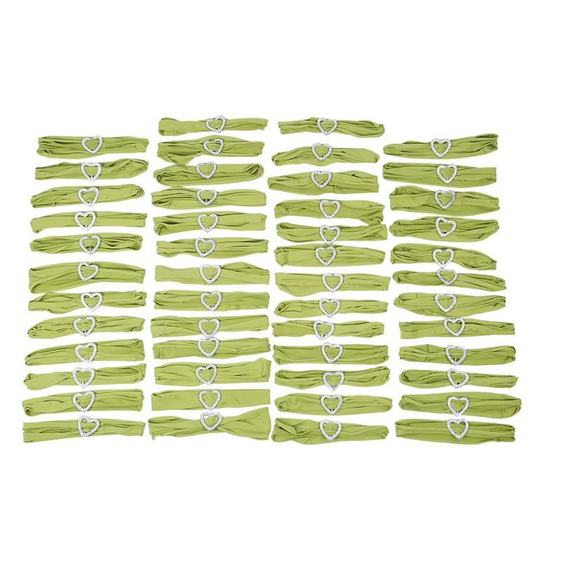 

Promotion! 50 Pcs Grass Green Stretch Spandex Chair Soft Sashes Bands with Buckle Slider Sashes Wedding Party Decoration