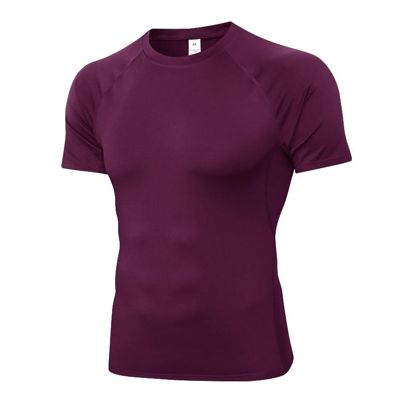 

Men' Quick-Drying Clothing Short Sleeve Sport Running Fitness Shirt Top Elastic Training Top Compression Tee Bodybuilding Tight, White