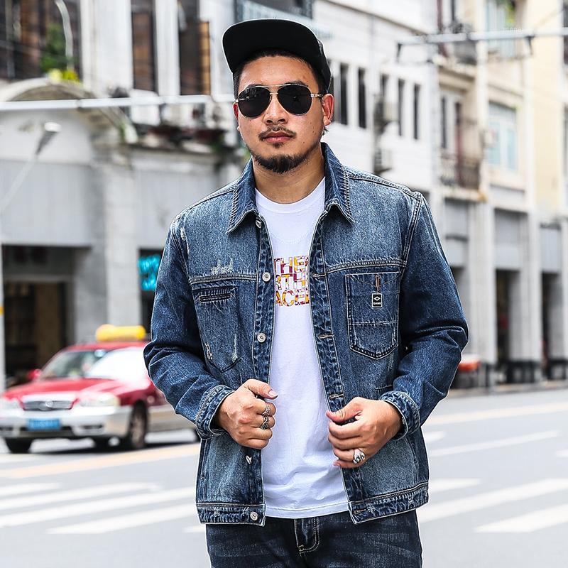 

2019 Spring Autumn Denim Jacket Men's Casual Mens Jeans Jackets Multi-pocket Male Cowboy Coats Big Size 6XL Solid1, Picture color