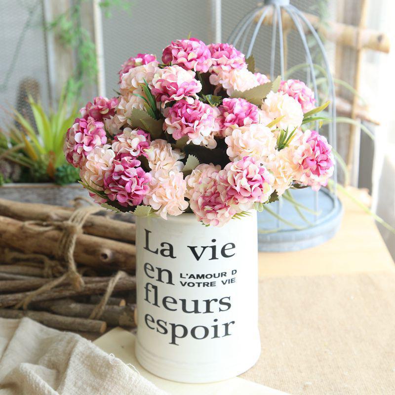 

10 Heads Hydrangea Artificial Flowers Fake Flower Small Bouquet For Wedding Party Home New Year Decoration Silk Flowers1, Blue