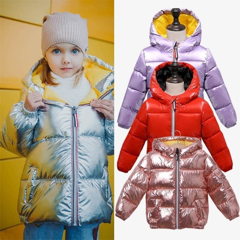 

HH Children winter jacket for kids girl silver gold Boys Casual Hooded Coat Baby Clothing Outwear kids Parka Jacket snowsuit 201102, Golden
