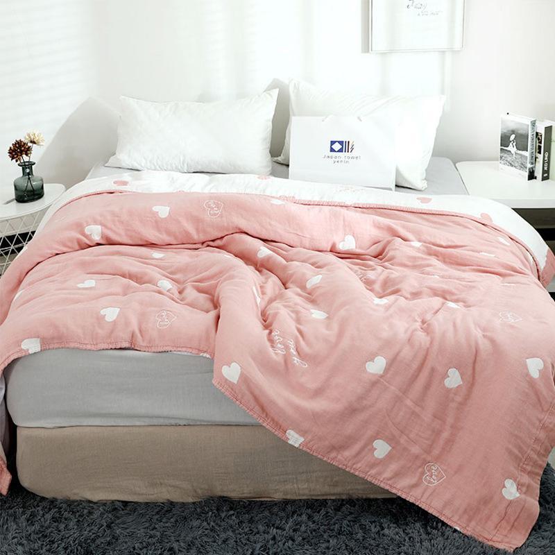 

Cotton / Bamboo Fiber Bed Towel Blanket Summer Air Conditioning Thin Throws Bedspread Leaves Bed Cover Japanese Gauze Bedclothes1