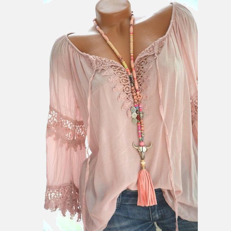

Lace Womens Long Sleeve Shirt Top Patchwork White Feminine Blouse Plus Size 5XL 2019 Summer Streetwear Shirts Sexy Blouses Women11