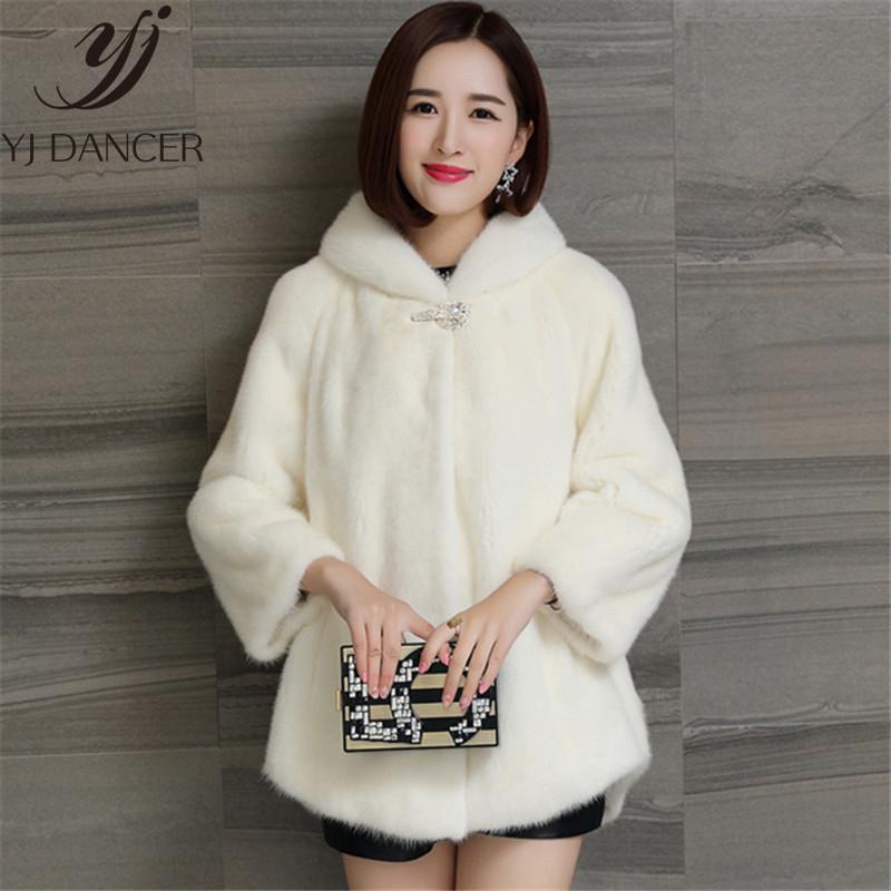 

2020 Plus Size Fashion Winter Female Thicken Warm Coat New Casual Women's Hooded Collar Europe America Long Sleeve Fur CSS237, White