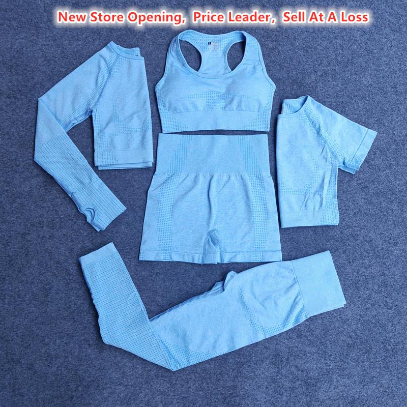 

2/3/5PCS Gym Set Yoga Sets Workout Clothes for Women Seamless Fitness Sports Running Clothes High Waist Leggings Active Wear, 2-6