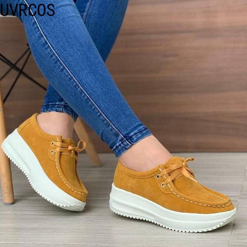 

2021 Women's Sneakers Ladies Solid Color Platform Lace-up Walking Shoes Women's Breathable Non-slip Platform Shoes, Darkblue