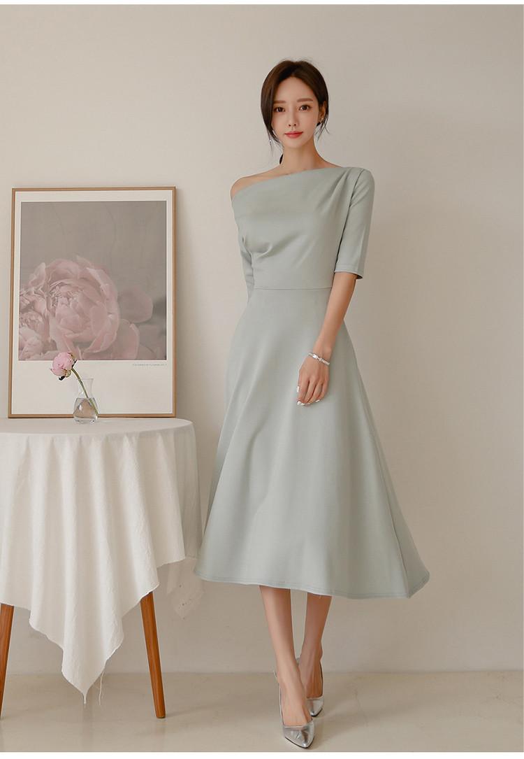 

Simple Party Elegant Slim Elegant Sexy Fashion Dress Summer Dress Slash, Blue