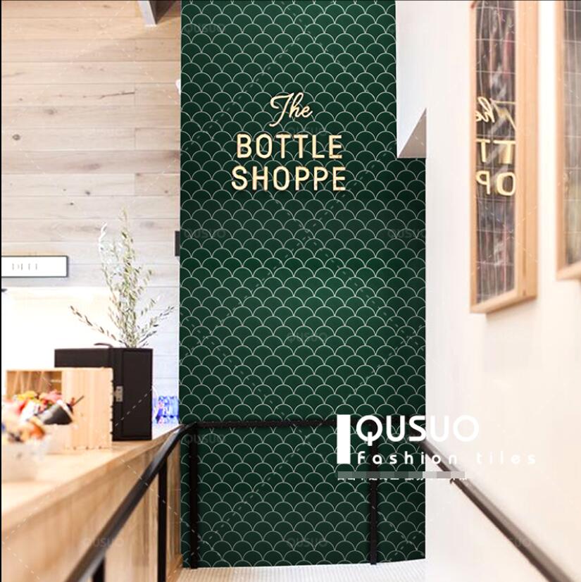 Restaurant Bar dragon scale brick tiles fish scales fan toilet mosaic background balcony wall tile-image-629511492
