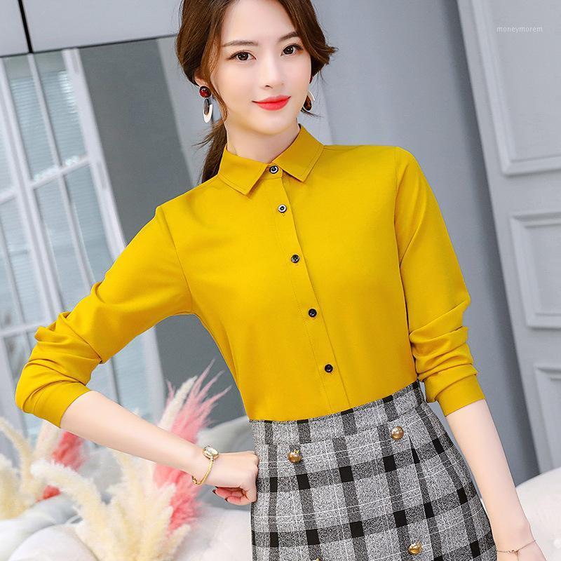 

2020 Fashion Women Tops and Blouses Long Sleeve Harajuku Chiffon Blouse Shirt Female Office Lady Work Formal Shirts Summer New1, Beige