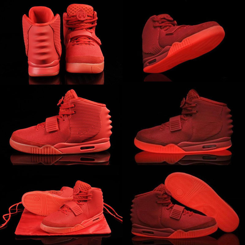 

Kanye West 2 II NRG Black Grey Red Basketball Shoes For Men Glow In The Dark Mens Trendy Sneakers Trainers, As photo 3