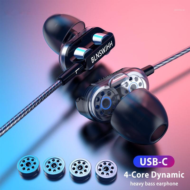 

Dual Drivers Wired Earphone Four Core Dynamic HIFI Earphone Super Base Line Control With Mic Speaker Headsets for Huawei1