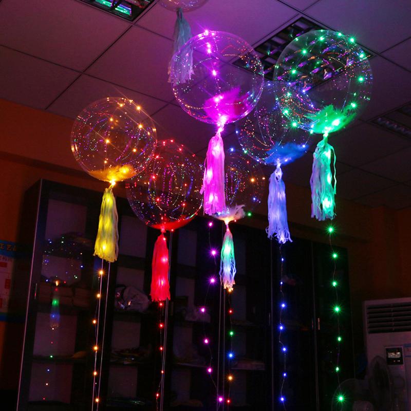 

1pc 70cm Balloon Column Stand Transparent Bobo Ball Shiny LED Light String Garland For Wedding Birthday Party Home Deco Supplies
