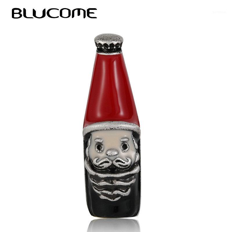 

Blucome Vintage Face Beer Drink Bottle Shape Brooches Hijab Pins Old Man Santa Claus Clothes Decoration Harajuku Women Men Badge1