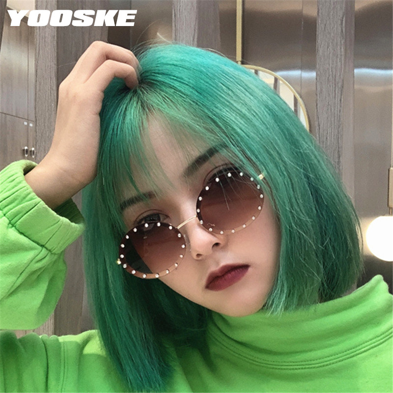 

Sunglasses YOOSKE Retro Punk Men Vintage Round Sun Glasses For Women Rimless Eyeglasses Ladies Shades UV400 Goggles