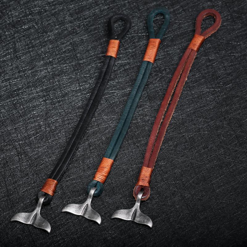 

Unique Design Real Rope Leather Bracelets For Women Gifts Charms Metal Whale Tail Bangles Bracelets Men Jewelry Top