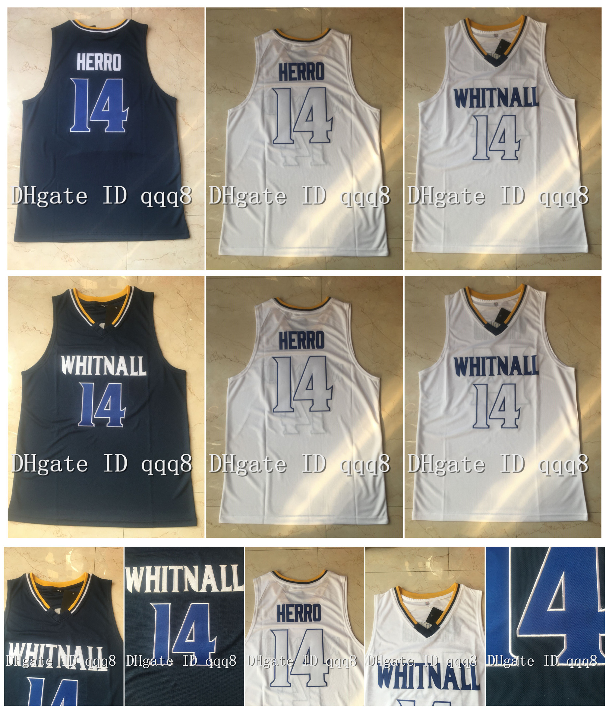 

14 Tyler Herro Jersey Whitnall HIGH SCHOOL College Basketball Jerseys Blue White Sport Shirt Top Quality ! S, Black