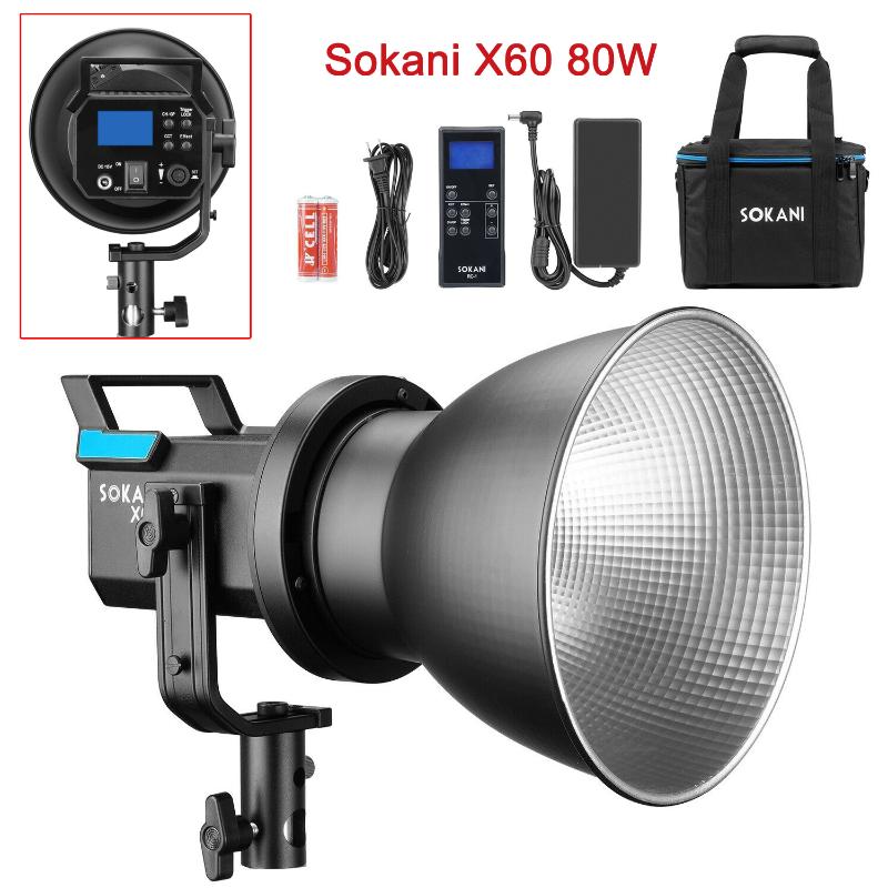 

Sokani X60 80W Photography Lighting 5600K LED Video Light Outdoor 2.4G Remote Controller Wireless Adjust Brightness Bowens Mount