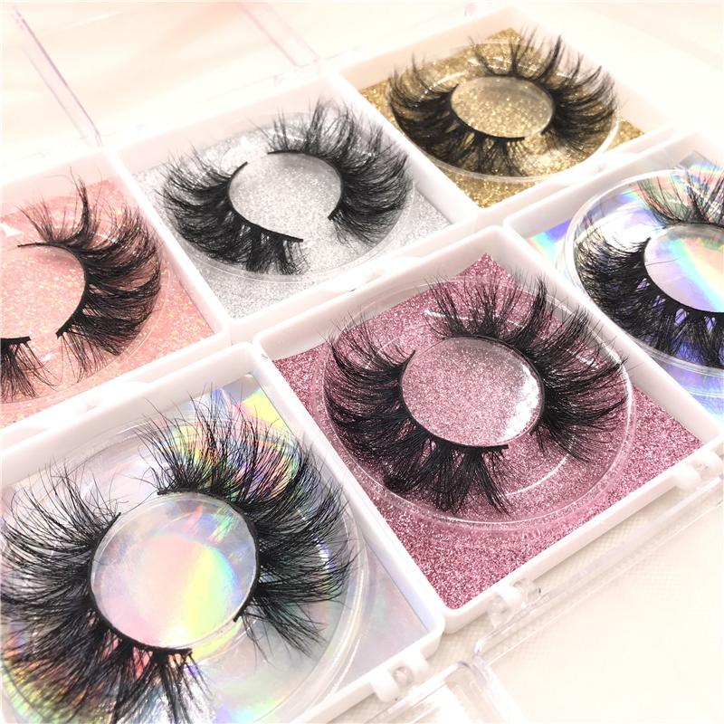 

6 Pairs/Lot 25mm Mink Lashes Custom Square Package Popular 5D Eyelashes