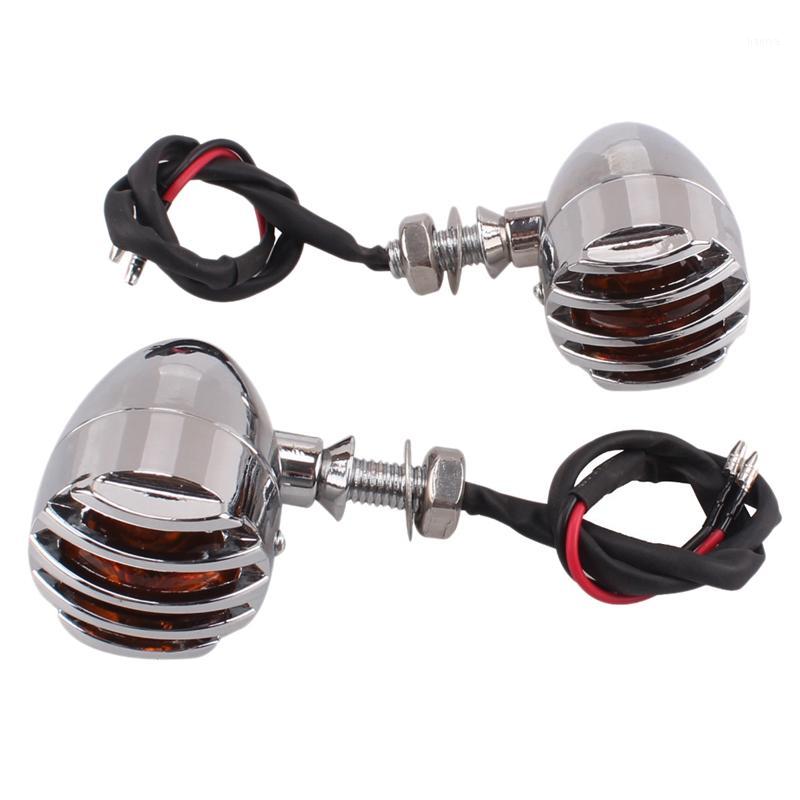 

2Pcs Motorcycle Turn Signal Light Indicator Metal Silver Retro Fence Locomotive Turn Signal1
