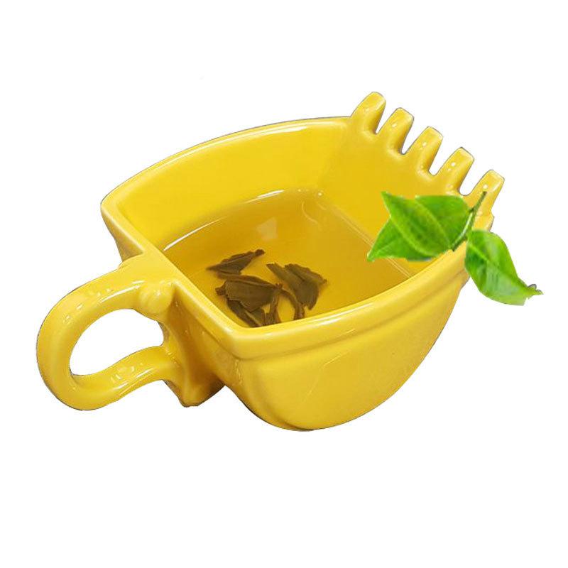 

Creativity Excavator Mug Bucket Model Ceramics Mug Whiskey Ashtray Coffee Cup Birthday Present Teacup Cigarette Holder, Yellow