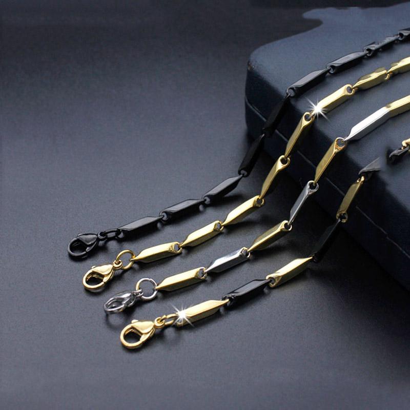 

20 inches rhombus Gold black Silver Stainless steel ball station chain floating locket chains necklace chain