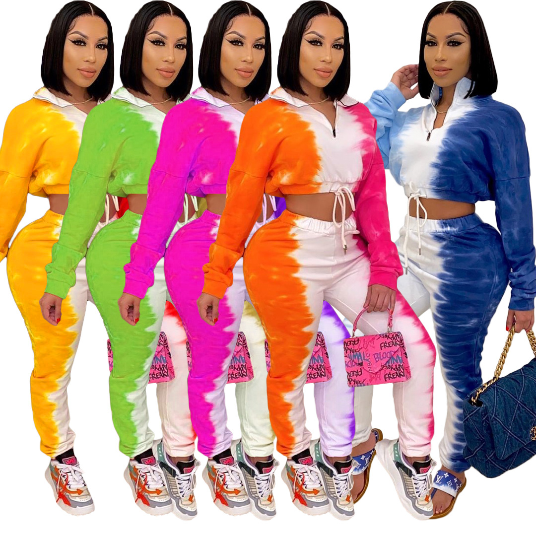 

Women Two Piece Set Tracksuits Crop Top and Pants Casual Outfit Women Home Sports Suit Patchwork Women Sweatsuits Clothing Size -2XL, Green