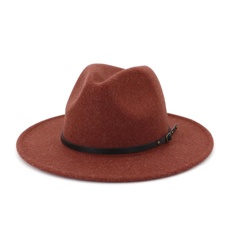 

Solid color Jazz hats cowboy hat for women and men winter men cap red black wool bowler hat wholesale