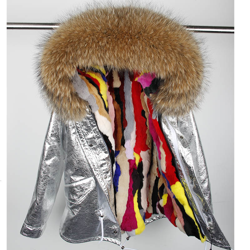 

2021 New Rabbit Skin Lined Parka Women's Winter Coat Natural Raccoon Fur Jacket Collar 7B4M, Fb2-27
