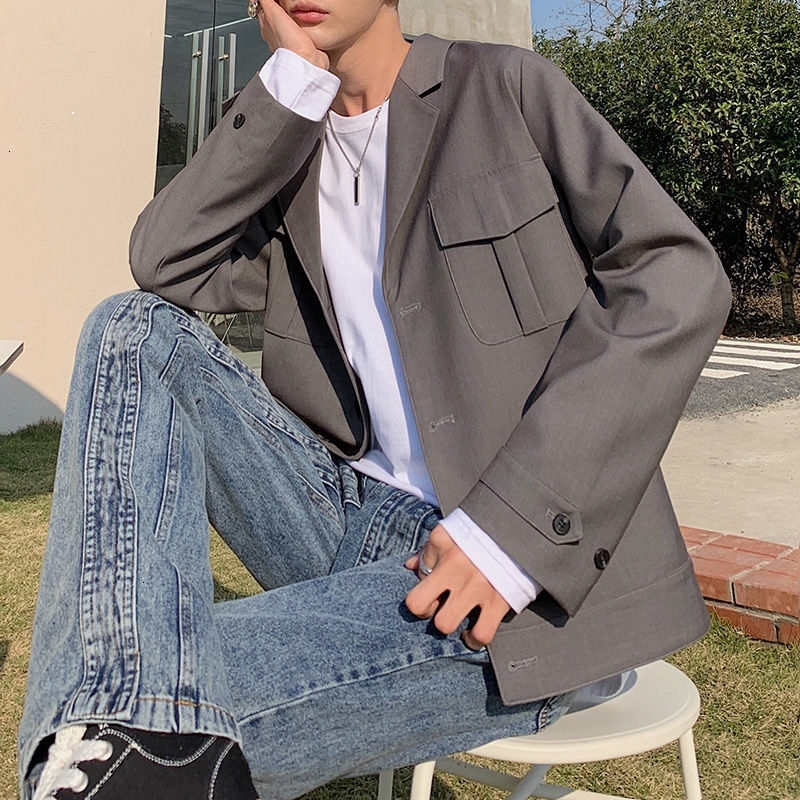 

Spring 2021 Men's and Autumn New Jackets Not Iron Youth Coat Clothes MVZK, Gray.