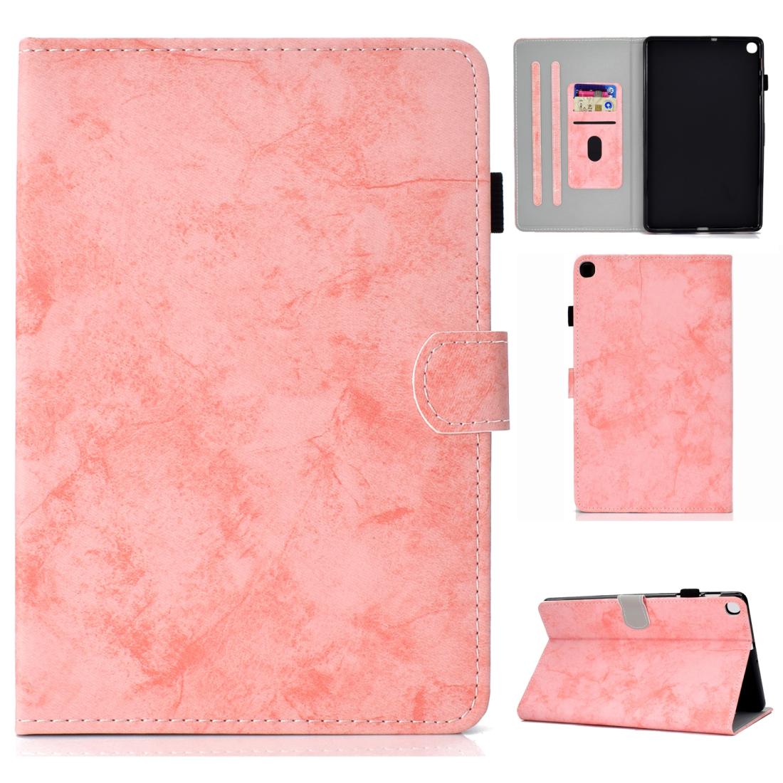 

For Samsung Galaxy Tab A7 T500 Marble Style Cloth Texture Leather Case with Bracket Card Slot Pen Slot Anti Skid Strip