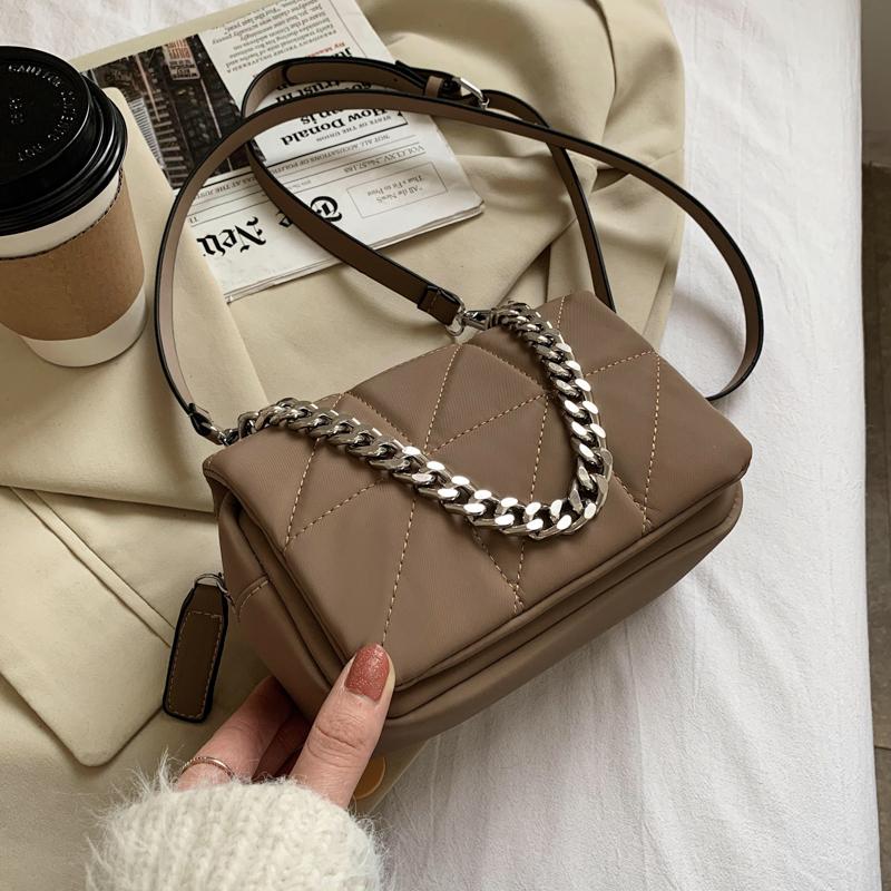 

New Crossbody Bags for Women Soft Leather Handbag Chains Female Messenger Bag 2021 Sac Bolsa Feminina Ladies Flap Bags for Girls, Beige