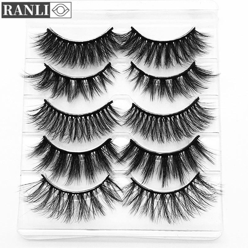 

RANLI 5pairs 3D Mink False Eyelashes Natural Thick Long Lashes Handmade Soft Eyelashes Makeup Extension Tools S55