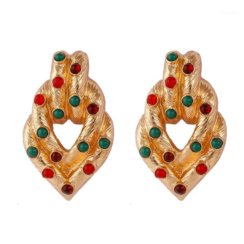 

AENSOA New Design Vintage Rhinestone Metal Drop Dangle Earrings Wedding Party Accessory Jewelry Crystal Heart Earrings Female1