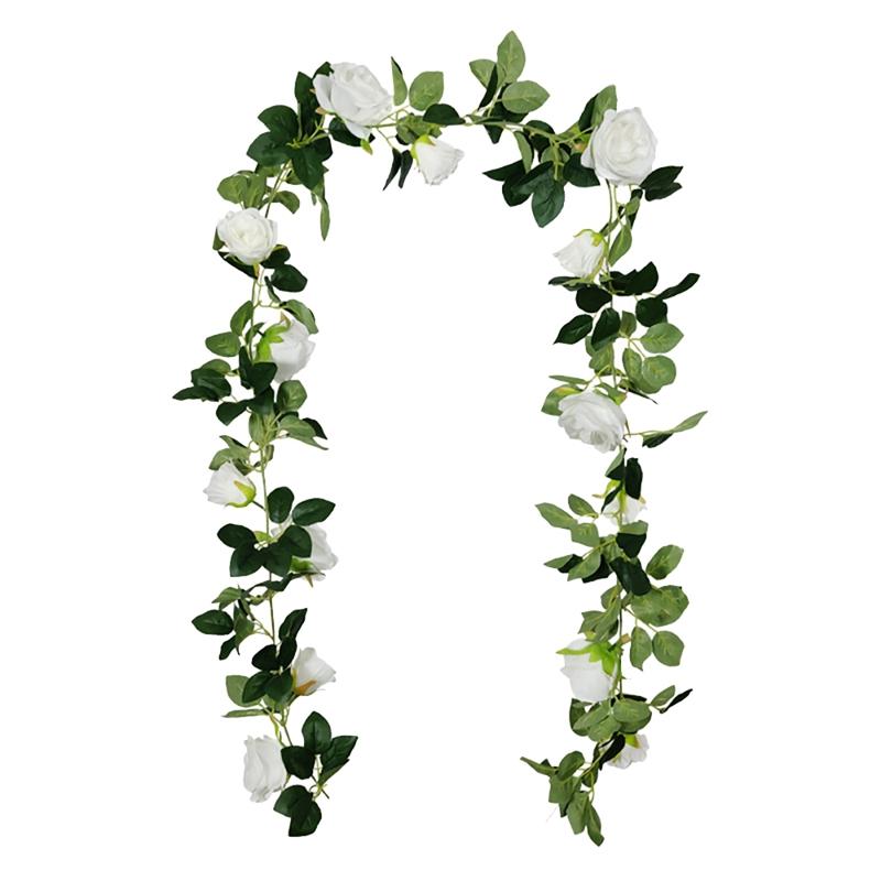 

Artificial Rose Flower Vine Fake Vine Hanging Garland Ivy for Outdoor Wedding Arch Garden Home Office Party Wall Decor, Green white