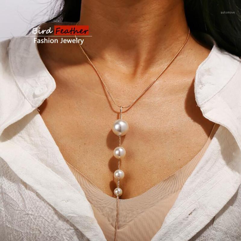 

Gold color Choker Necklace for women 1 layer long tassel pearl Pendant Chain Necklaces & Pendants velvet chokers Fashion Jewelry1