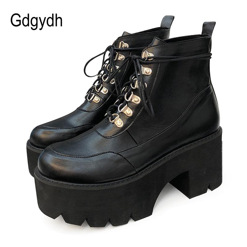 

Gdgydh Fashion Platform Female Motorcycle Ankle Boots Chunky Heel Crossdresser Thick Bottom Comfort Women Footwear Outside New, Black shoes