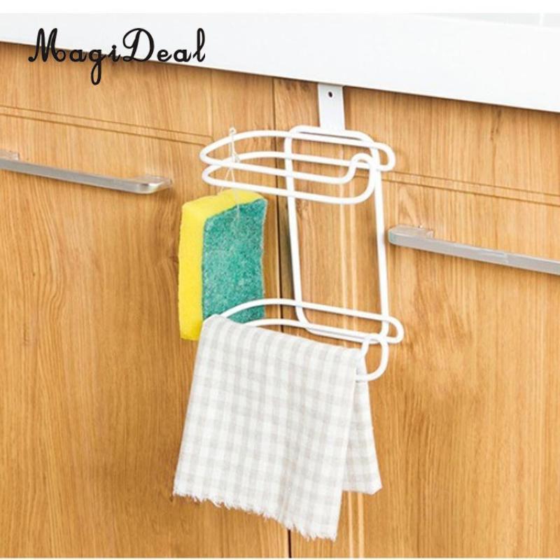 

MagiDeal Paper Roll Towel Holder Iron Storage Rack Kitchen Toilet Over Cabinet Door