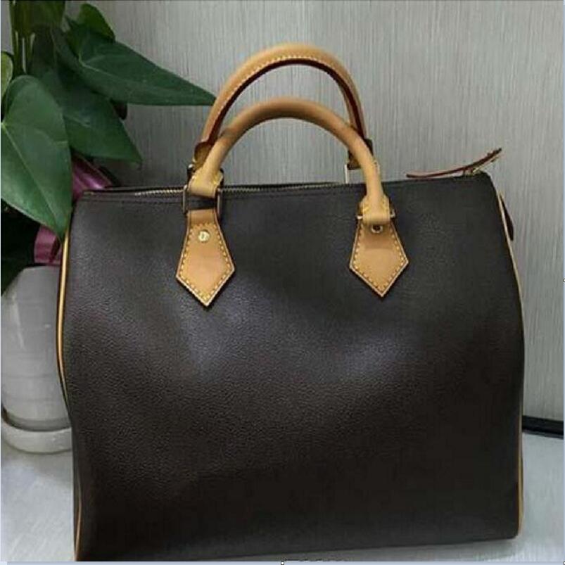 

Fashion Brown Plaid Flower Handbags Women Leather Bags Brand Designer luxury Lady Speedy Shoulder bolsas feminina Bag l41526 sale