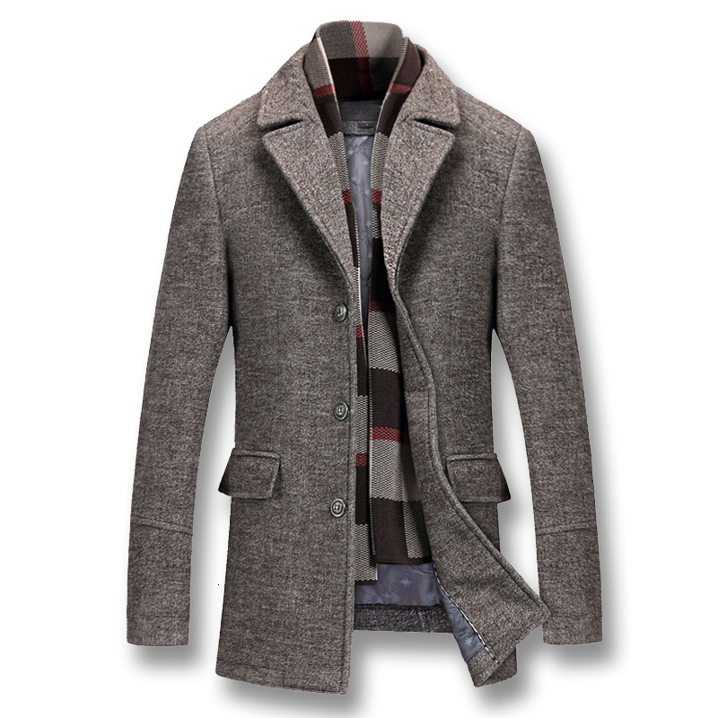 

2021 New Tang Casual Fashion Fine Fit Large Size Nylon Outwear Male Jacket Heavy Winter Cotton Wool Coats B6H1, Coffee
