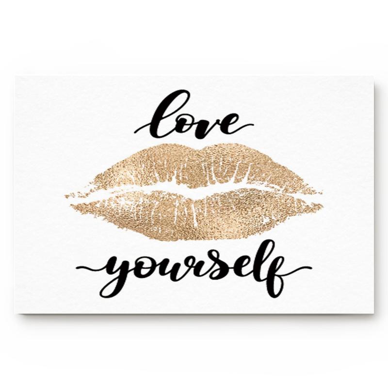 

Home doormat Golden Lips Art living room door mats outdoor/indoor home decoration Anti-Slip bathroom kitchen mat, As pic