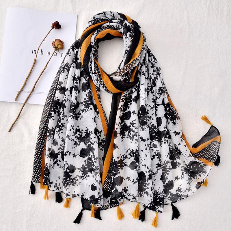 

Women Scarf Elegant Soft Women Long Print Cotton Foulard Scarf Wrap Ladies Shawl Large Scarves Spring Summer 180*90cm