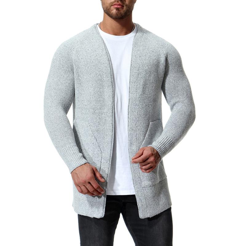 

2020 Spring New Style Fashion Mens Cardigan Coat Europe And America Fashion-Sweater No Buckle Mid-Length Mantle, 30 black and white with pattern