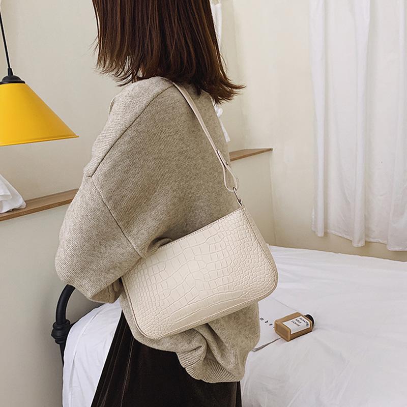 

Messenger Handbags Retro Alligator Pattern Women Shoulder Bags Flap New PU Leather Casual Solid Fashion Exquisite Shopping Bag, Brown