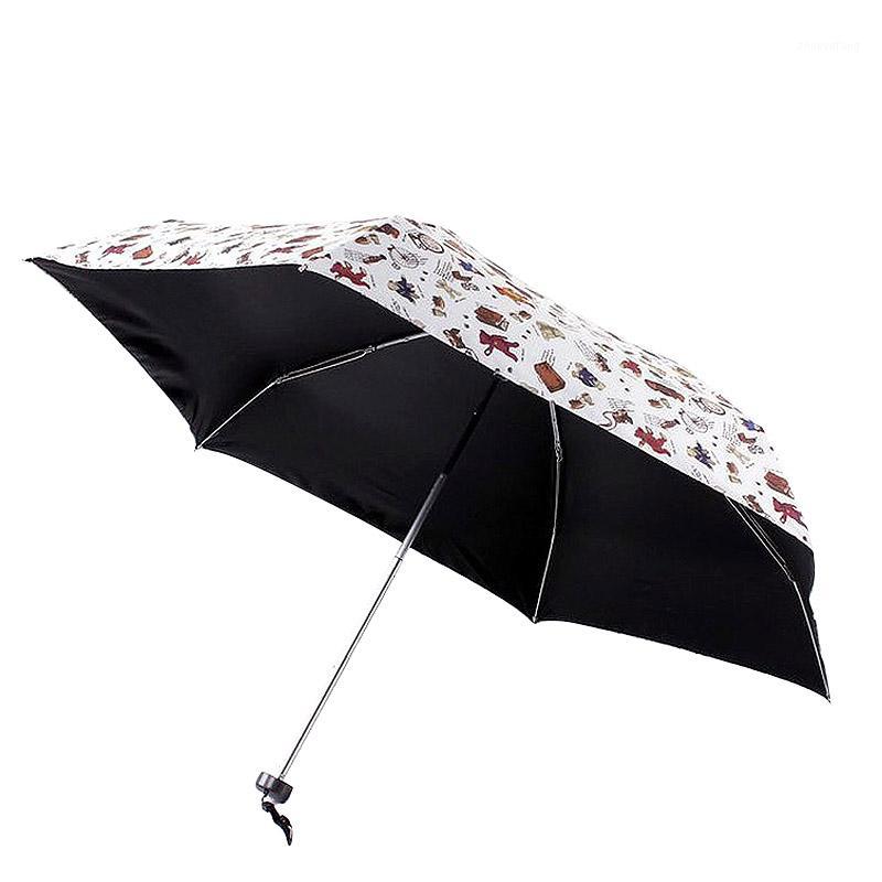 

Umbrellas Cute Small Umbrella Kids Toys Pockets Bear Animal Black Coating Folding UV Rain Parasol Mini Sun Beach