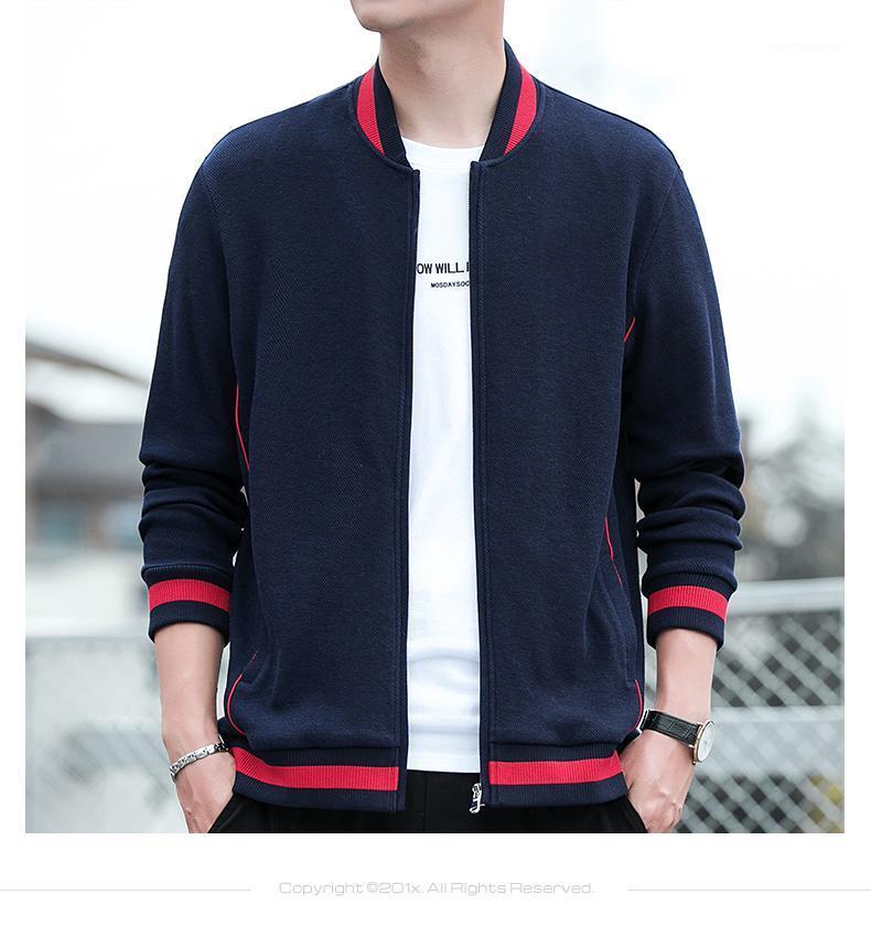 

Knitted cardigan men's autumn and winter Korean trend outside the men's baseball collar jacket1, Navy blue